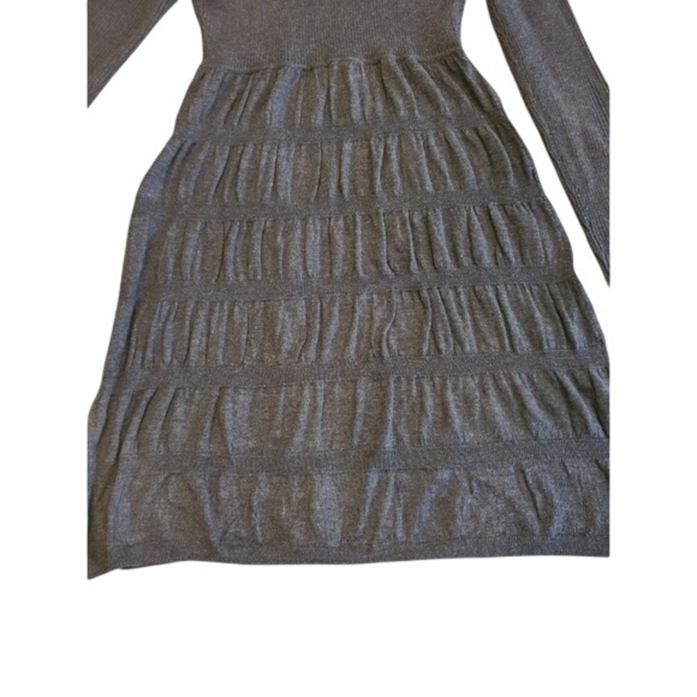 Calvin Klein Sweater Dress Tiered Ruffled Long Sleeve Charcoal Gray Size XS - Picture 4 of 5